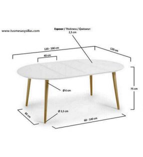 Mesa redonda Oakland de estilo nordico 120 cm
