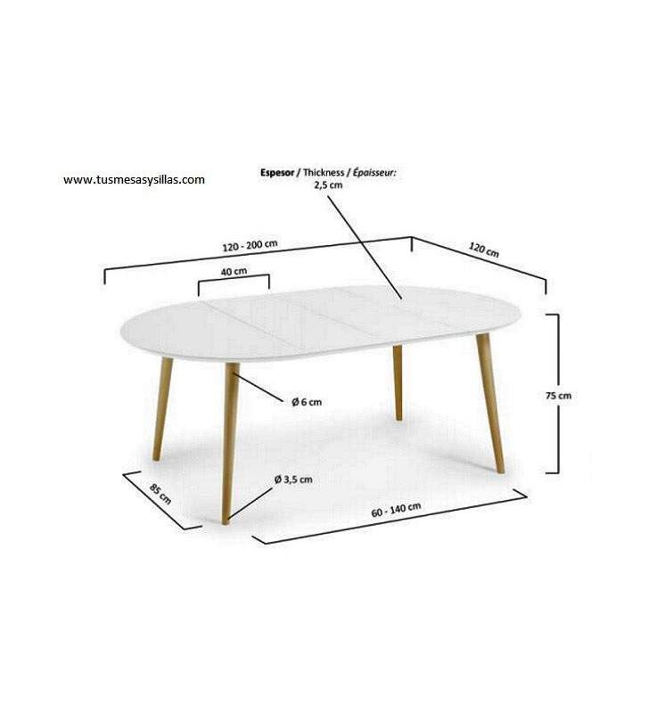 Mesa redonda Oakland de estilo nordico 120 cm