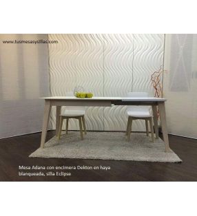 Mesa Adana extensible con encimera de cristal