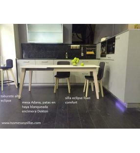 Mesa Adana extensible con encimera de cristal