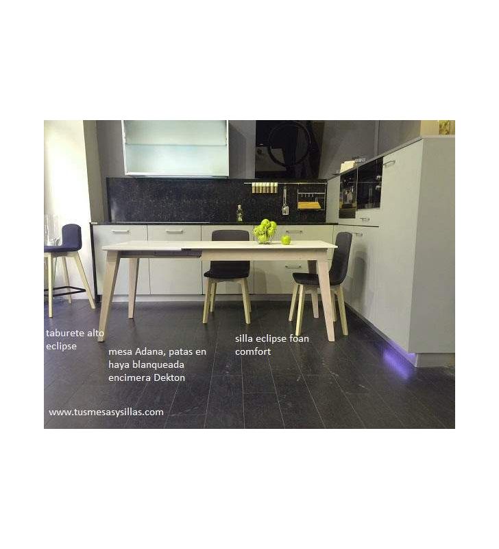 Mesa Adana extensible con encimera de cristal