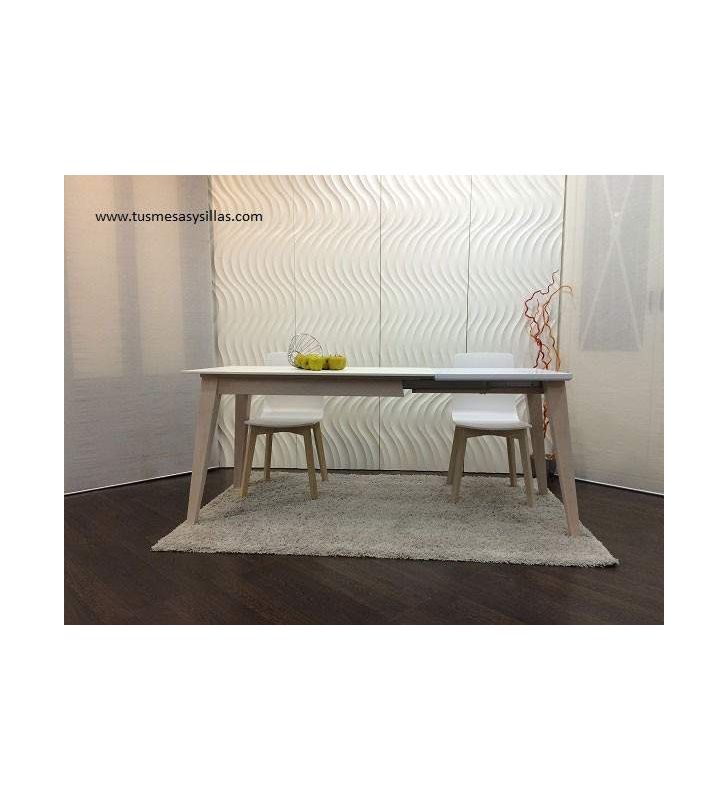 Mesa extensible Adana encimera madera o laca de estilo nórdico