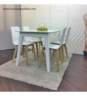 Mesa Adana extensible con encimera de cristal