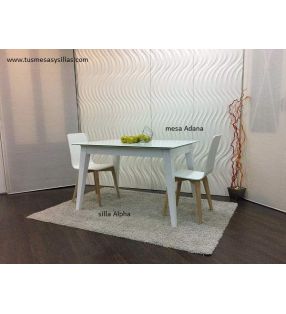 Mesa Adana extensible con encimera de cristal