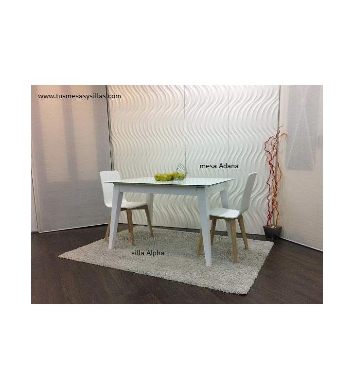 Mesa Adana extensible con encimera de cristal