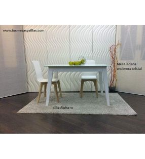Mesa Adana extensible con encimera de cristal