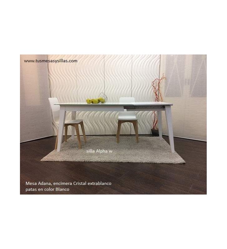 Mesa Adana extensible con encimera de cristal