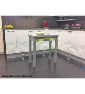 Mesa de cocina pequeña extensible en formato libro Arpa fondo 35,40 y 45