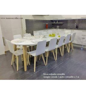 Mesa redonda extensible hasta 3 metros Adana