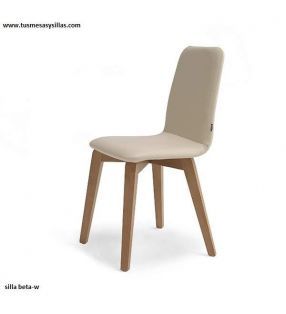 Silla moderna Beta-w para cocina y comedor con patas de madera vimens