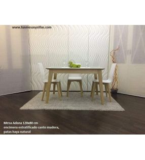 Mesa extensible Adana, encimera estratificado canto madera