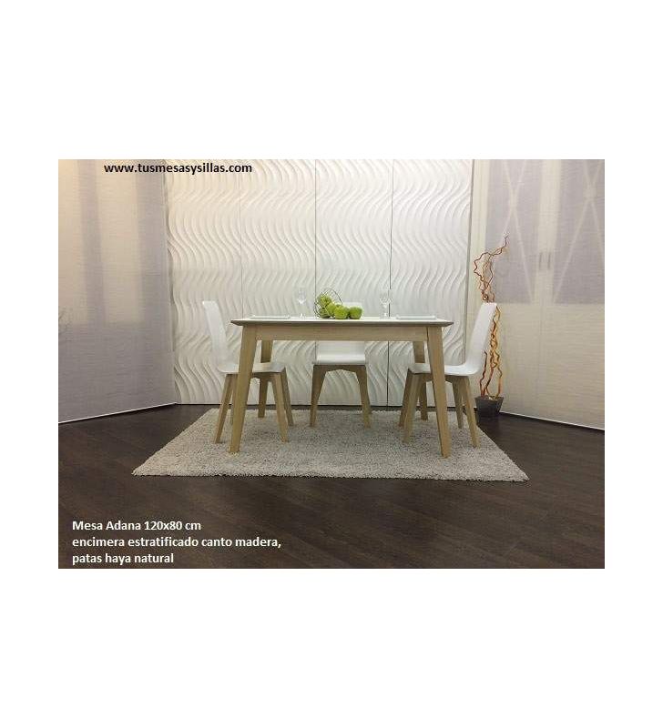 Mesa extensible Adana, encimera estratificado canto madera