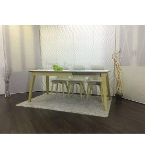 Mesa extensible Adana, encimera estratificado canto madera