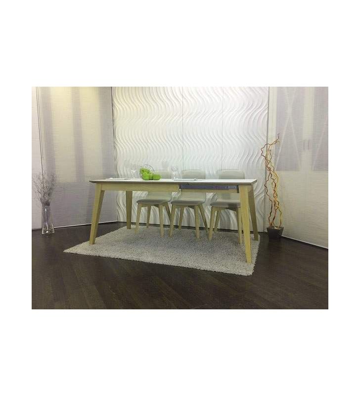 Mesa extensible Adana, encimera estratificado canto madera