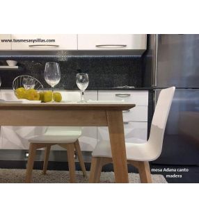 Mesa extensible Adana, encimera estratificado canto madera