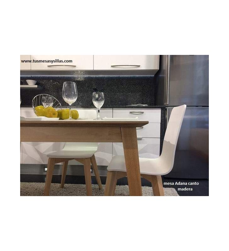 Mesa extensible Adana, encimera estratificado canto madera