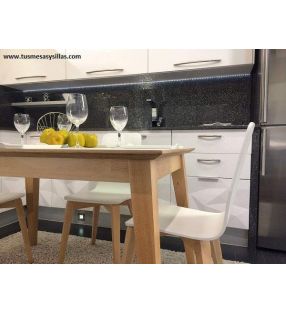 Mesa extensible Adana, encimera estratificado canto madera