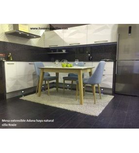 Mesa extensible Adana, encimera estratificado canto madera