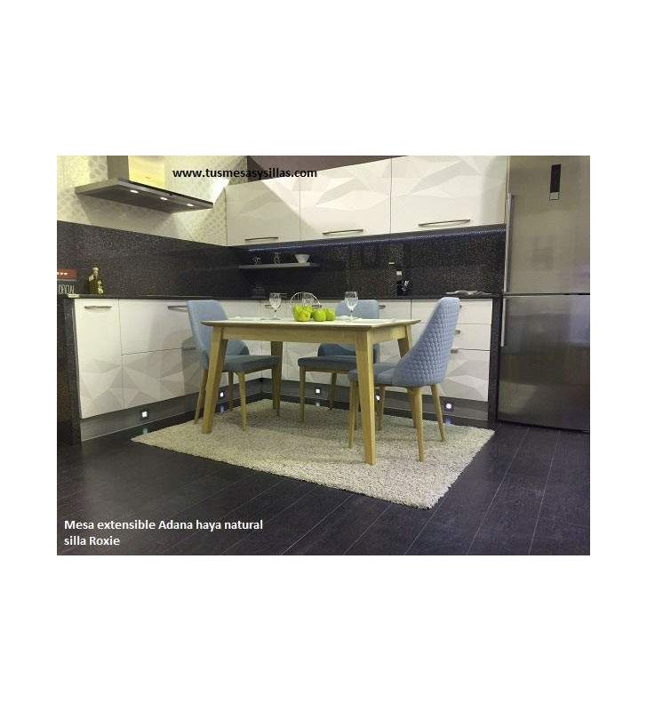 Mesa extensible Adana, encimera estratificado canto madera