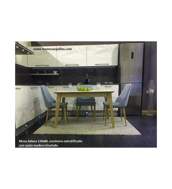 Mesa extensible Adana, encimera estratificado canto madera