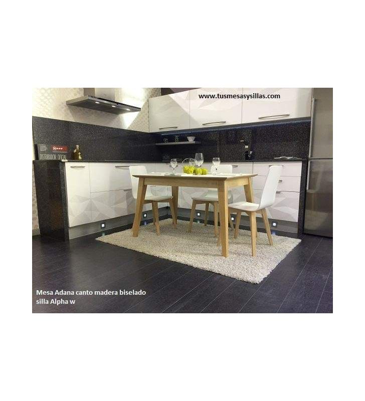 Mesa extensible Adana, encimera estratificado canto madera
