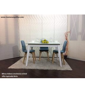 Mesa Adana extensible con encimera de cristal