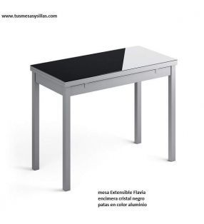 table-étroite-plan de travail-verre-noir