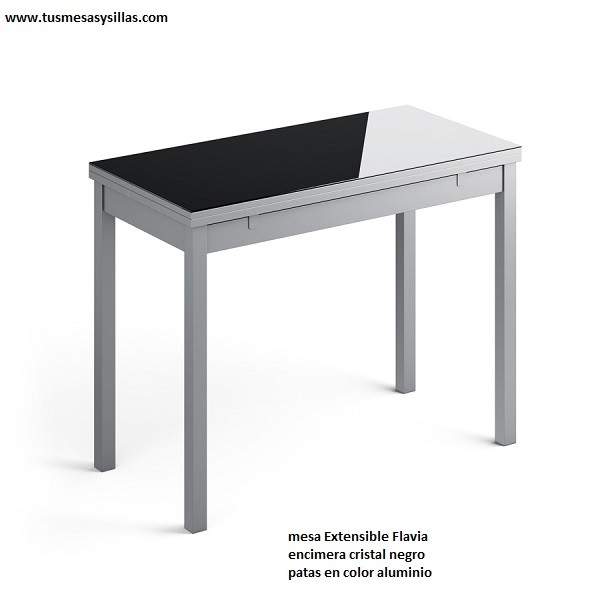 Mesa Flavia extensible encimera cristal