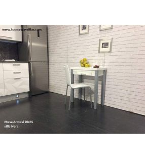 Mesa de cocina pequeña extensible Armesi Libro, fondo 35, 40 y 45