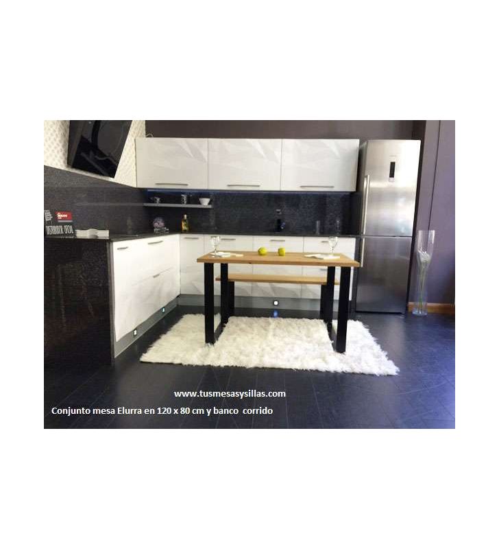 Banco corrido Elurra en madera y hierro