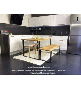 Banco corrido Elurra en madera y hierro