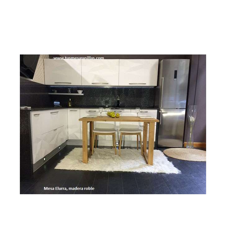 Mesa Elurra, encimera y patas de madera