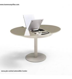 Mesa redonda extensible Center con encimera Ceramica