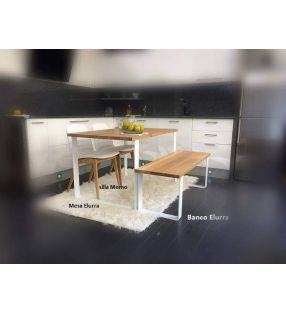 Banco corrido Elurra en madera y hierro