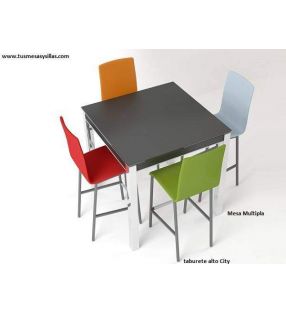 Taburete alto tapizado con respaldo City