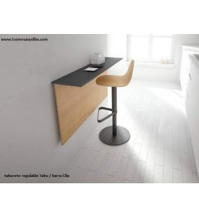 Taburete alto Tabu a gas en madera, laca y tapizado