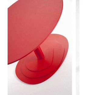 Mesa redonda Duo de pie central y encimera en madera,laca o laminado