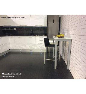 Mesa alta  o mostrador  cocina Livia fondo 45 y 50 cm encimera cristal