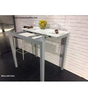 Mesa alta  o mostrador  cocina Livia fondo 45 y 50 cm encimera cristal