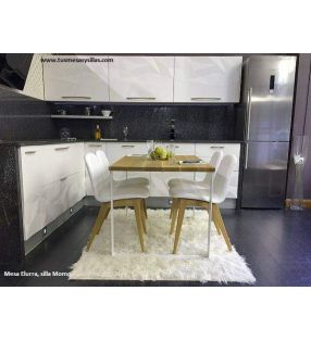 Silla Momo tapizada y patas madera roble o haya