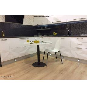 Mesa redonda Duo de pie central y encimera en madera,laca o laminado