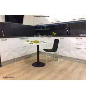 Mesa redonda Duo de pie central y encimera en madera,laca o laminado