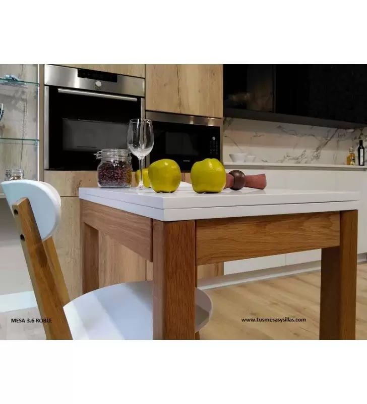 CAMBIA TUS MUEBLES - Mesa comedor Nórdica. Mesa cocina blanca. Patas madera  de Haya. (Rectangular 120x80 cm)