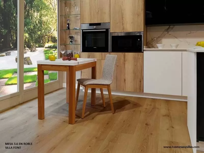 mesas cocina pequeñas y estrechas nórdica 3.6 extensible madera y blanca