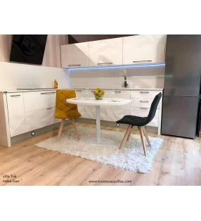 Table ronde Duo en blanc, bois ou laqué