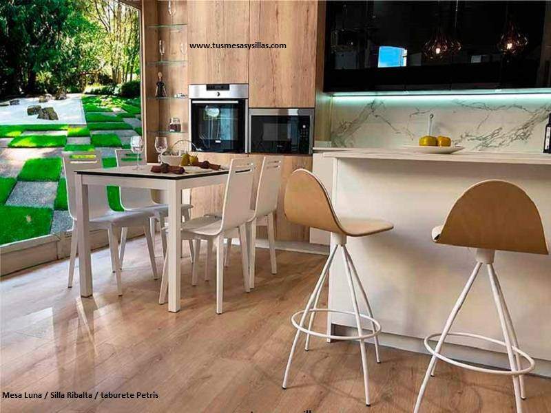 Mesa extensible Luna encimera en porcelanico