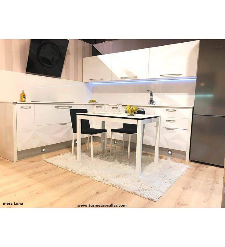 Mesa extensible Luna encimera en porcelanico
