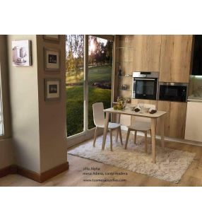Table fixe bord biseauté en bois Adana