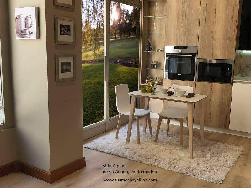 Table fixe bord biseauté en bois Adana