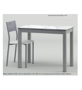 Mesa estrecha Andria 90x50 cm en cristal o porcelanico